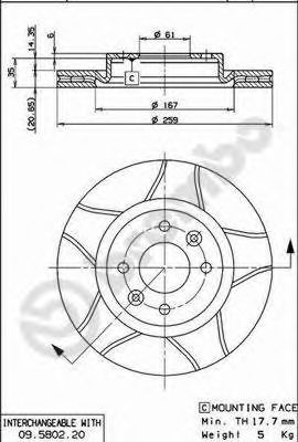 BREMBO 09.5802.76 Тормозной диск для RENAULT SANDERO/STEPWAY I (Рено Сандэро/стэпваъ и) BREMBO 09.5802.76 Тормозной диск для RENAULT SANDERO/STEPWAY I (Рено Сандэро/стэпваъ и)