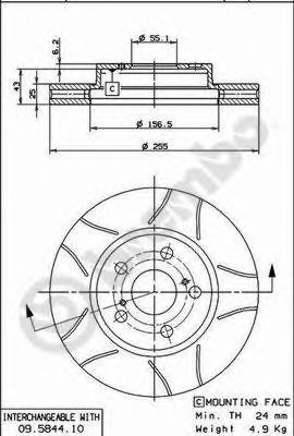 BREMBO 09.5844.75 Тормозной диск для TOYOTA CARINA E (Тойота/тоета Карина е) BREMBO 09.5844.75 Тормозной диск для TOYOTA CARINA E (Тойота/тоета Карина е)