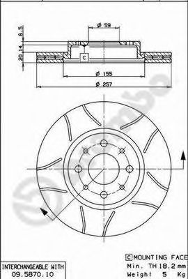 BREMBO 09.5870.75 Тормозной диск для FIAT (Фиат) BREMBO 09.5870.75 Тормозной диск для FIAT (Фиат)