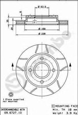 BREMBO 09.6727.77 Тормозной диск для FORD FIESTA (Форд Фиэста) BREMBO 09.6727.77 Тормозной диск для FORD FIESTA (Форд Фиэста)