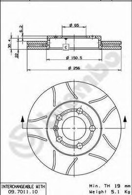 BREMBO 09.7011.75 Тормозной диск для SKODA PRAKTIK (Шкода Практик) BREMBO 09.7011.75 Тормозной диск для SKODA PRAKTIK (Шкода Практик)