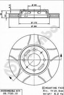 BREMBO 09.7720.75 Тормозной диск для VOLVO S40 I (Вольво С40 и) BREMBO 09.7720.75 Тормозной диск для VOLVO S40 I (Вольво С40 и)