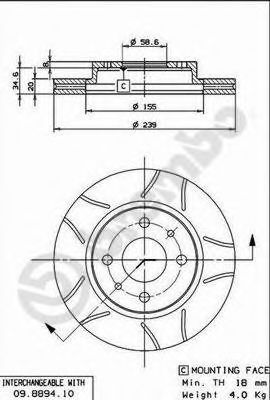 BREMBO 09.8894.75 Тормозной диск для LADA VEGA (Лада Vэга) BREMBO 09.8894.75 Тормозной диск для LADA VEGA (Лада Vэга)