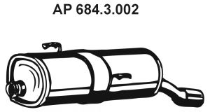 EBERSPÄCHER 684.3.002 Глушитель выхлопных газов конечный для PEUGEOT 206 (Пежо 206) EBERSPÄCHER 684.3.002 Глушитель выхлопных газов конечный для PEUGEOT 206 (Пежо 206)