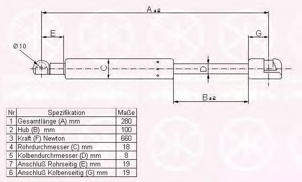 KLOKKERHOLM 00177105 Газовая пружина, крышка багажник для AUDI 90 (Ауди 90) KLOKKERHOLM 00177105 Газовая пружина, крышка багажник для AUDI 90 (Ауди 90)
