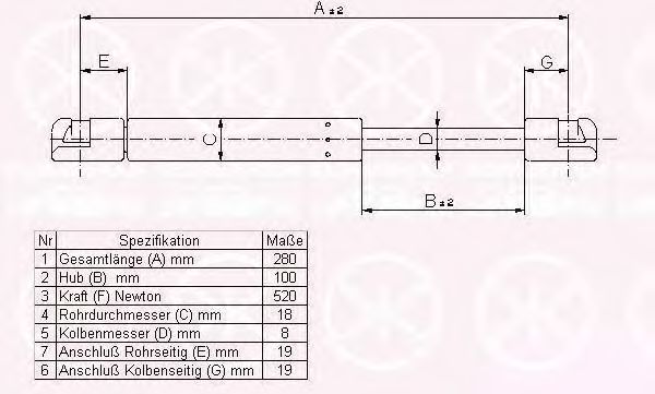 KLOKKERHOLM 00187100 Газовая пружина, крышка багажник для AUDI A4 (Ауди А4) KLOKKERHOLM 00187100 Газовая пружина, крышка багажник для AUDI A4 (Ауди А4)