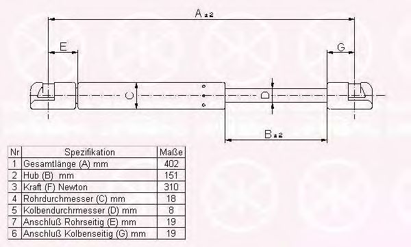 KLOKKERHOLM 00357100 Газовая пружина, крышка багажник для AUDI (Ауди) KLOKKERHOLM 00357100 Газовая пружина, крышка багажник для AUDI (Ауди)