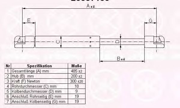 KLOKKERHOLM 20887100 Газовая пружина, крышка багажник для FIAT (Фиат) KLOKKERHOLM 20887100 Газовая пружина, крышка багажник для FIAT (Фиат)