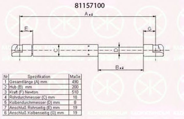 KLOKKERHOLM 81157100 Газовая пружина, крышка багажник для FORD (Форд) KLOKKERHOLM 81157100 Газовая пружина, крышка багажник для FORD (Форд)