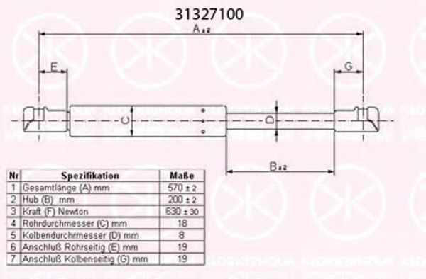 KLOKKERHOLM 31327100 Газовая пружина, крышка багажник для HYUNDAI MATRIX (Хендай Матрикс) KLOKKERHOLM 31327100 Газовая пружина, крышка багажник для HYUNDAI MATRIX (Хендай Матрикс)