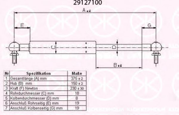 KLOKKERHOLM 29127100 Газовая пружина, крышка багажник для HONDA (Хонда) KLOKKERHOLM 29127100 Газовая пружина, крышка багажник для HONDA (Хонда)