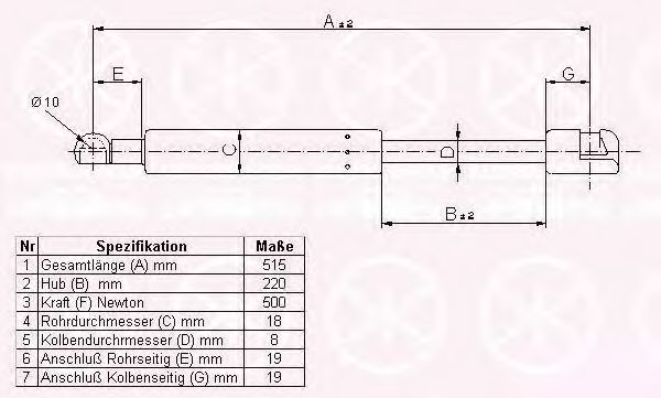 KLOKKERHOLM 95387120 Газовая пружина, крышка багажник для VOLKSWAGEN PASSAT (Фольксваген Пассат) KLOKKERHOLM 95387120 Газовая пружина, крышка багажник для VOLKSWAGEN PASSAT (Фольксваген Пассат)