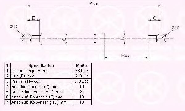 KLOKKERHOLM 90457100 Газовая пружина, крышка багажник для VOLVO (Вольво) KLOKKERHOLM 90457100 Газовая пружина, крышка багажник для VOLVO (Вольво)