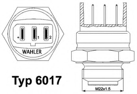 WAHLER 6017.95D Термовыключатель, вентилятор радиатора; Термовыключатель, вентилятор радиатора для VOLKSWAGEN JETTA (Фольксваген Жэтта) WAHLER 6017.95D Термовыключатель, вентилятор радиатора; Термовыключатель, вентилятор радиатора для VOLKSWAGEN JETTA (Фольксваген Жэтта)