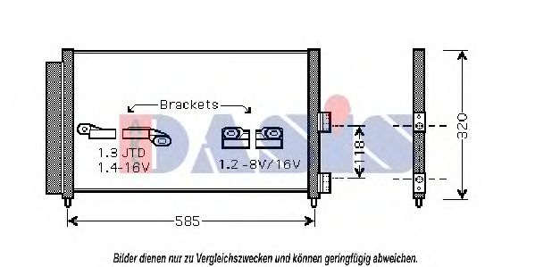 AKS DASIS 082033N Конденсатор, кондиционер для FIAT IDEA (Фиат Идэа) AKS DASIS 082033N Конденсатор, кондиционер для FIAT IDEA (Фиат Идэа)