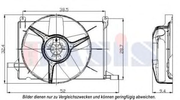 AKS DASIS 158024N Вентилятор, охлаждение двигателя для OPEL CORSA B (Опель Корса б)