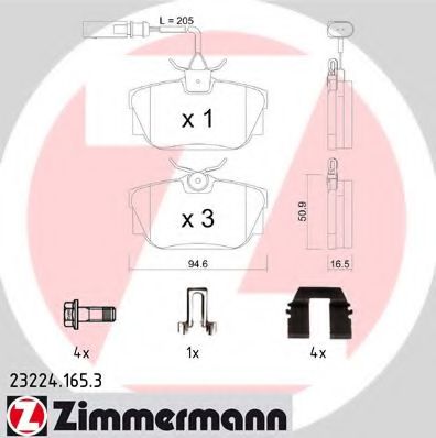ZIMMERMANN 23224.165.3 Тормозные колодки для VOLKSWAGEN T4 CARAVELLE (Фольксваген Т4 cараvэллэ) ZIMMERMANN 23224.165.3 Тормозные колодки для VOLKSWAGEN T4 CARAVELLE (Фольксваген Т4 cараvэллэ)