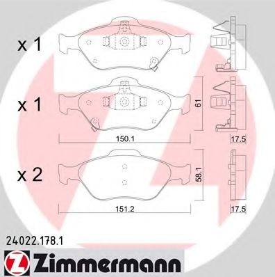 ZIMMERMANN 24022.178.1 Тормозные колодки для TOYOTA YARIS (Тойота/тоета Ярис) ZIMMERMANN 24022.178.1 Тормозные колодки для TOYOTA YARIS (Тойота/тоета Ярис)