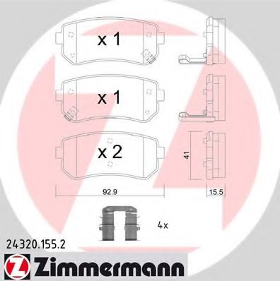 ZIMMERMANN 24320.155.2 Тормозные колодки для KIA FORTE II (Киа Фортэ 2) ZIMMERMANN 24320.155.2 Тормозные колодки для KIA FORTE II (Киа Фортэ 2)