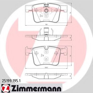 ZIMMERMANN 25199.195.1 Тормозные колодки для BMW (Бмв) ZIMMERMANN 25199.195.1 Тормозные колодки для BMW (Бмв)