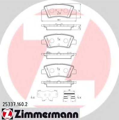 ZIMMERMANN 25337.160.2 Тормозные колодки для HYUNDAI FLUIDIC ELANTRA (Хендай Флуидиc элантра) ZIMMERMANN 25337.160.2 Тормозные колодки для HYUNDAI FLUIDIC ELANTRA (Хендай Флуидиc элантра)