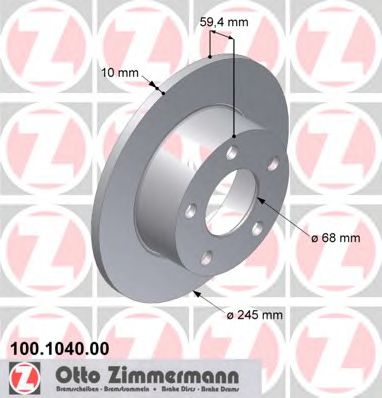 ZIMMERMANN 100.1040.00 Тормозной диск для AUDI 100 (Ауди 100) ZIMMERMANN 100.1040.00 Тормозной диск для AUDI 100 (Ауди 100)