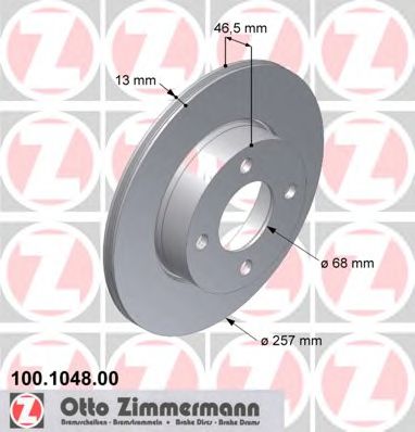 ZIMMERMANN 100.1048.00 Тормозной диск для AUDI 100 (Ауди 100) ZIMMERMANN 100.1048.00 Тормозной диск для AUDI 100 (Ауди 100)