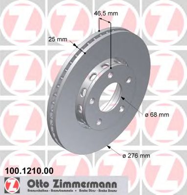 ZIMMERMANN 100.1210.00 Тормозной диск для AUDI 100 (Ауди 100) ZIMMERMANN 100.1210.00 Тормозной диск для AUDI 100 (Ауди 100)