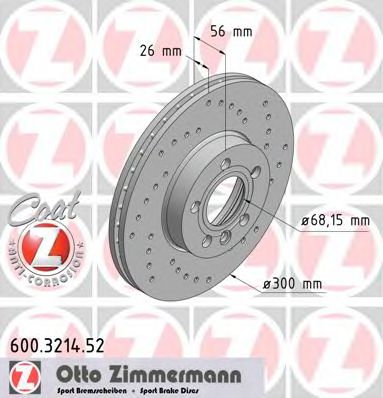 ZIMMERMANN 600.3214.52 Тормозной диск для VOLKSWAGEN T4 MULTIVAN (Фольксваген Т4 мултиvан) ZIMMERMANN 600.3214.52 Тормозной диск для VOLKSWAGEN T4 MULTIVAN (Фольксваген Т4 мултиvан)