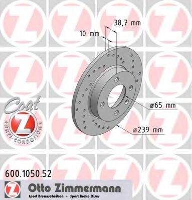 ZIMMERMANN 600.1050.52 Тормозной диск для AUDI 80 (Ауди 80) ZIMMERMANN 600.1050.52 Тормозной диск для AUDI 80 (Ауди 80)
