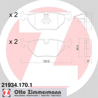 ZIMMERMANN 21934.170.1 Тормозные колодки для BMW (Бмв) ZIMMERMANN 21934.170.1 Тормозные колодки для BMW (Бмв)