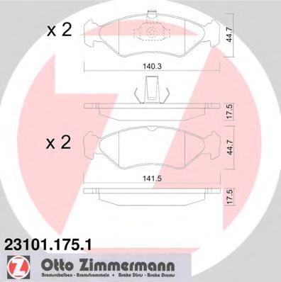 ZIMMERMANN 23101.175.1 Тормозные колодки для FORD FIESTA (Форд Фиэста) ZIMMERMANN 23101.175.1 Тормозные колодки для FORD FIESTA (Форд Фиэста)