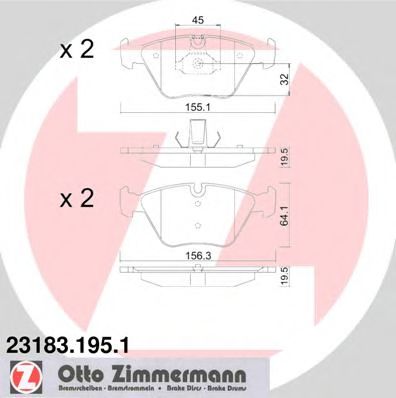 ZIMMERMANN 23183.195.1 Тормозные колодки для BMW (Бмв) ZIMMERMANN 23183.195.1 Тормозные колодки для BMW (Бмв)
