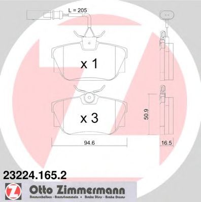 ZIMMERMANN 23224.165.2 Тормозные колодки для VOLKSWAGEN T4 CARAVELLE (Фольксваген Т4 cараvэллэ) ZIMMERMANN 23224.165.2 Тормозные колодки для VOLKSWAGEN T4 CARAVELLE (Фольксваген Т4 cараvэллэ)