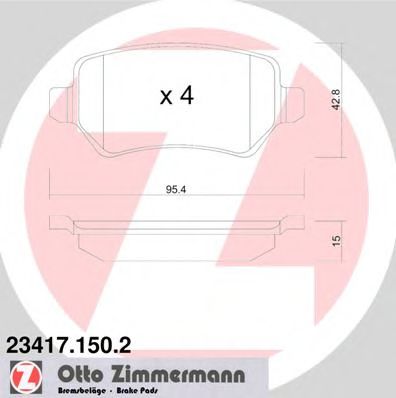 ZIMMERMANN 23417.150.2 Тормозные колодки для OPEL ASTRA H (Опель Астра н) ZIMMERMANN 23417.150.2 Тормозные колодки для OPEL ASTRA H (Опель Астра н)