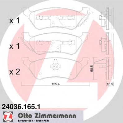 ZIMMERMANN 24036.165.1 Тормозные колодки для CHRYSLER TOWN COUNTRY IV (Крайслер Таун кантри 4) ZIMMERMANN 24036.165.1 Тормозные колодки для CHRYSLER TOWN COUNTRY IV (Крайслер Таун кантри 4)