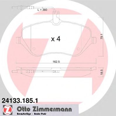 ZIMMERMANN 24133.185.1 Тормозные колодки для PEUGEOT 407 (Пежо 407) ZIMMERMANN 24133.185.1 Тормозные колодки для PEUGEOT 407 (Пежо 407)