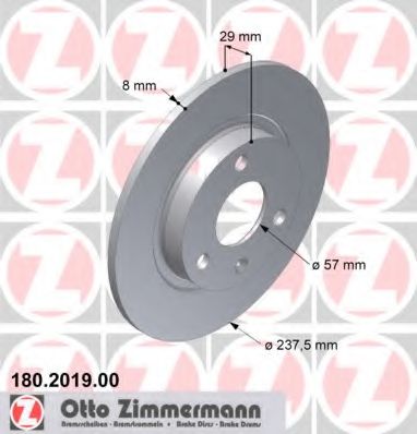ZIMMERMANN 180.2019.00 Тормозной диск для CITROëN (Cитроëн) ZIMMERMANN 180.2019.00 Тормозной диск для CITROëN (Cитроëн)