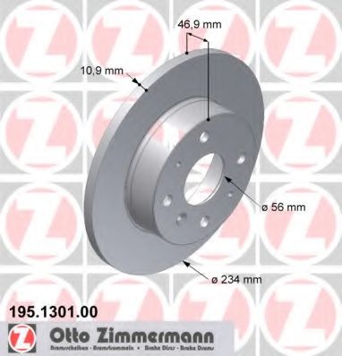 ZIMMERMANN 195.1301.00 Тормозной диск для DAIHATSU CHARADE III (Дайхатсу Чарадэ 3) ZIMMERMANN 195.1301.00 Тормозной диск для DAIHATSU CHARADE III (Дайхатсу Чарадэ 3)