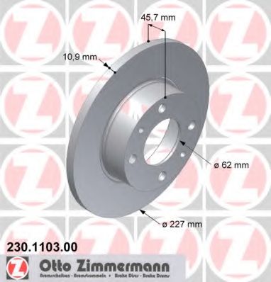 ZIMMERMANN 230.1103.00 Тормозной диск для FIAT STRADA II (Фиат Страда 2) ZIMMERMANN 230.1103.00 Тормозной диск для FIAT STRADA II (Фиат Страда 2)