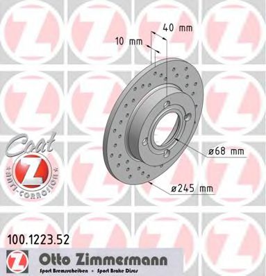 ZIMMERMANN 100.1223.52 Тормозной диск для AUDI 80 (Ауди 80) ZIMMERMANN 100.1223.52 Тормозной диск для AUDI 80 (Ауди 80)