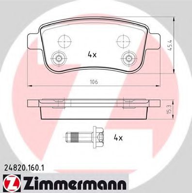 ZIMMERMANN 24820.160.1 Тормозные колодки для RENAULT GRAN III (Рено Гран 3) ZIMMERMANN 24820.160.1 Тормозные колодки для RENAULT GRAN III (Рено Гран 3)