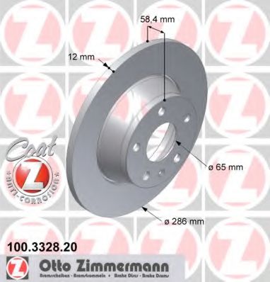 ZIMMERMANN 100.3328.20 Тормозной диск для AUDI TT (Ауди Тт) ZIMMERMANN 100.3328.20 Тормозной диск для AUDI TT (Ауди Тт)
