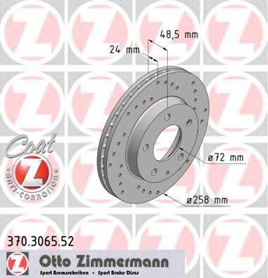 ZIMMERMANN 370.3065.52 Тормозной диск для MAZDA 626 IV (Мазда 626 4) ZIMMERMANN 370.3065.52 Тормозной диск для MAZDA 626 IV (Мазда 626 4)
