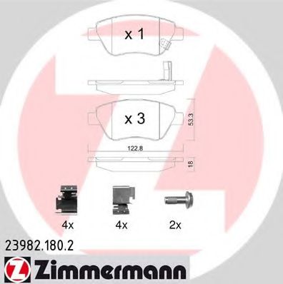 ZIMMERMANN 23982.180.2 Тормозные колодки для OPEL ADAM (Опель Адам) ZIMMERMANN 23982.180.2 Тормозные колодки для OPEL ADAM (Опель Адам)