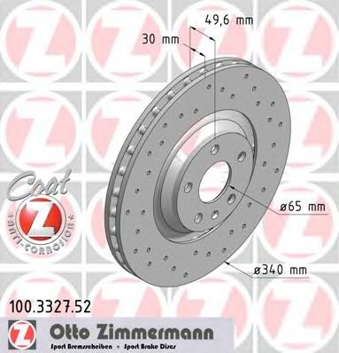 ZIMMERMANN 100.3327.52 Тормозной диск для AUDI TT (Ауди Тт) ZIMMERMANN 100.3327.52 Тормозной диск для AUDI TT (Ауди Тт)