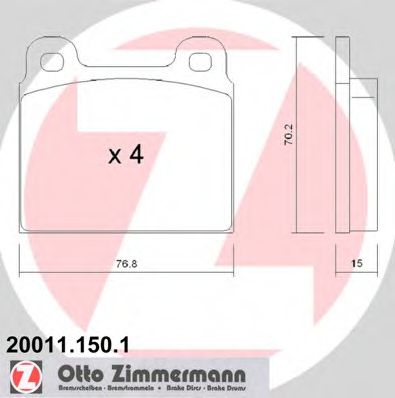 ZIMMERMANN 20011.150.1 Тормозные колодки для OPEL COMMODORE A (Опель Cоммодорэ а) ZIMMERMANN 20011.150.1 Тормозные колодки для OPEL COMMODORE A (Опель Cоммодорэ а)