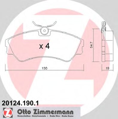 ZIMMERMANN 20124.190.1 Тормозные колодки для VOLKSWAGEN T4 CARAVELLE (Фольксваген Т4 cараvэллэ) ZIMMERMANN 20124.190.1 Тормозные колодки для VOLKSWAGEN T4 CARAVELLE (Фольксваген Т4 cараvэллэ)