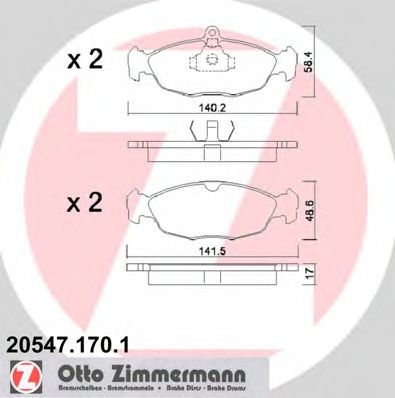 ZIMMERMANN 20547.170.1 Тормозные колодки для OPEL CORSA A (Опель Cорса а) ZIMMERMANN 20547.170.1 Тормозные колодки для OPEL CORSA A (Опель Cорса а)