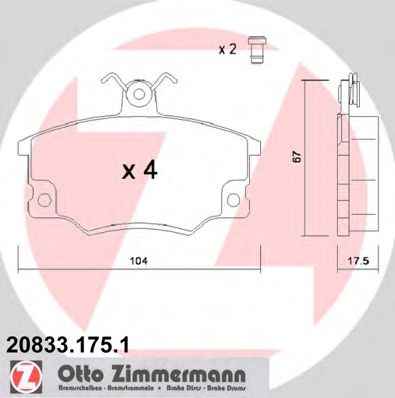 ZIMMERMANN 20833.175.1 Тормозные колодки для FIAT TEMPRA (Фиат Тэмпра) ZIMMERMANN 20833.175.1 Тормозные колодки для FIAT TEMPRA (Фиат Тэмпра)